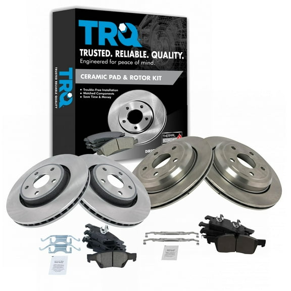 TRQ Front and Rear Brake Pad & Rotor Kit Brake Pads Brake Rotor Ceramic Fits Select 2012-2020 Dodge Durango Jeep Grand Cherokee