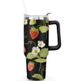 thumbnail image 2 of 40oz Cute Red Strawberry Stainless Steel Flip Straw Tumbler Spill Proof Travel Cup Double Wall Vacuum Insulated Coffee Mug with Top Handle, 2 of 6