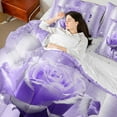 thumbnail image 4 of Castle Fairy Rose Crystal 7-Piece Twin Bedding Sets,Purple Sequin Bedding Comforter Set,Chic Flower Breathable Sheet Sets,Lightweight Sparkling Room Decor, 4 of 8