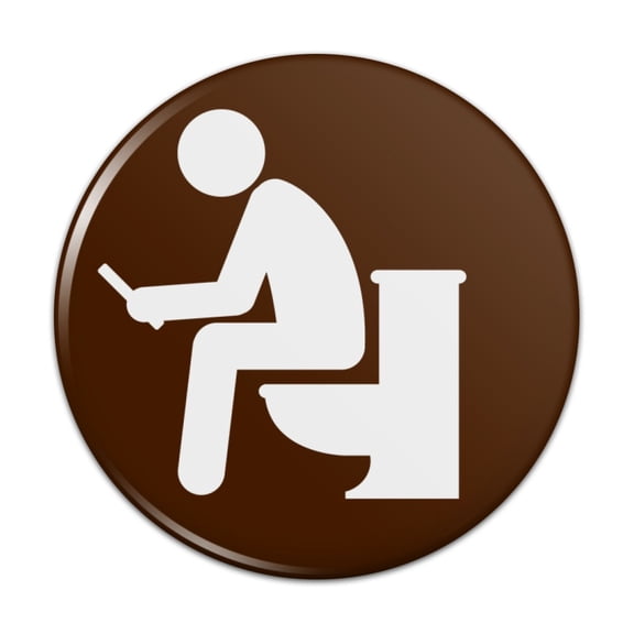 Man Pooping on Toilet Funny Pinback Button Pin