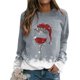 thumbnail image 3 of Gibobby Sudaderas para mujer navidad Sudadera con estampado navideño para mujer, sombrero de cristal, sudadera de manga larga, blusa informal, de temperamento(Gris,M), 3 of 5
