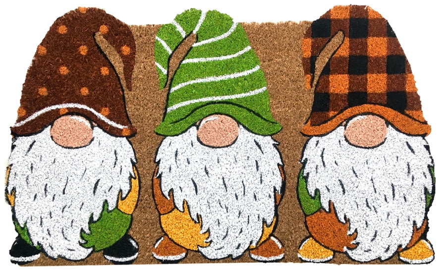 Fall Gnomes Natural Fiber Coir Doormat Autumn Welcome 18' x 30' Briarwood Lane