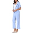 thumbnail image 4 of Conjunto de traje de oficina para mujeres INSPIRE CHIC, blazer de manga corta de un botón y pantalones de traje M azul claro, 4 of 6