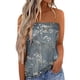 thumbnail image 1 of Gibobby Mujeres Pringting sin tirantes Bandeau Tank Casual sin mangas verano vacaciones suelta vacaciones Top camisa blusa mujeres Top(Gris oscuro,G), 1 of 4