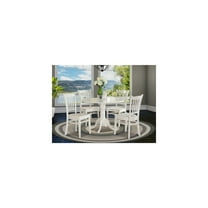 Dinette Set - Round Table & 4 Chairs - Oak Finish - Kitchen Dining Room Set