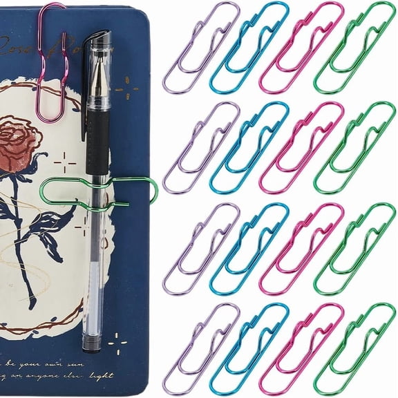 1 Box 20Pcs 4 Colors Multifunctional Pencil Clip Metal Pen Clips Bulk Colorful Iron Paperclips Portable Large Size Pens Clip Holder