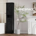 thumbnail image 4 of PORKISS Floor Storage Cabinet, Wood Pantry Cabinet with Doors and Drawer, Freestanding Narrow Bathroom Storage Organizer with Adjustable Shelves for Kitchen, Bathroom, Living Room, Black, 4 of 7