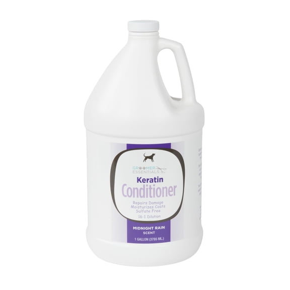 Groomer Essentials Keratin Conditioner - 1 Gallon - Midnight Rain Fragrance - Formulated With A Hydrolyzed Protein Which Repairs Damaged Coats - 16:1 Dilution