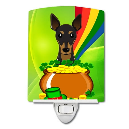 

Caroline s Treasures BB1984CNL Min Pin St. Patrick s Day Ceramic Night Light 6x4x3 multicolor