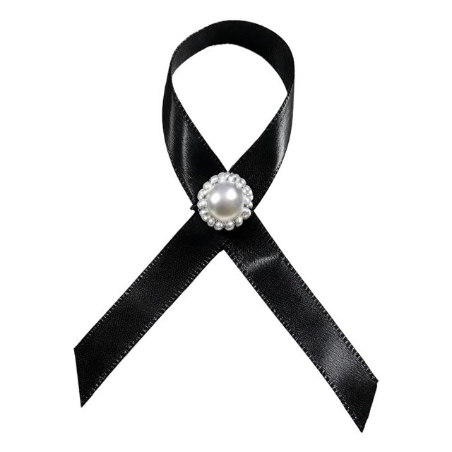 Black Ribbon Pins Melanoma Skin Cancer Awareness Pins Black Enamel Ribbon Brooch Badges Funeral Memorial Pin
