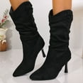 thumbnail image 6 of Dasayo Slouch Women's Boots Wide Width Black Mid-Calf Dress High Heel Elegant Boots Ladies Shoes 36, 6 of 9