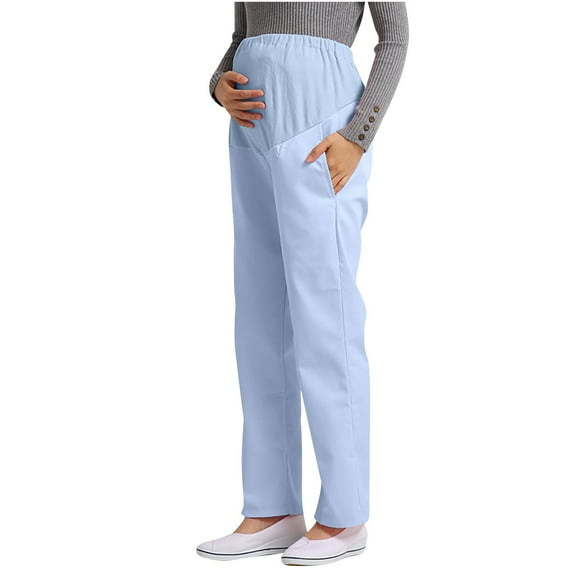 breaise Women's Maternity Pants for Work Over-Bump Pregnancy Casual Stretchy Straight Dress Pants with Pockets
