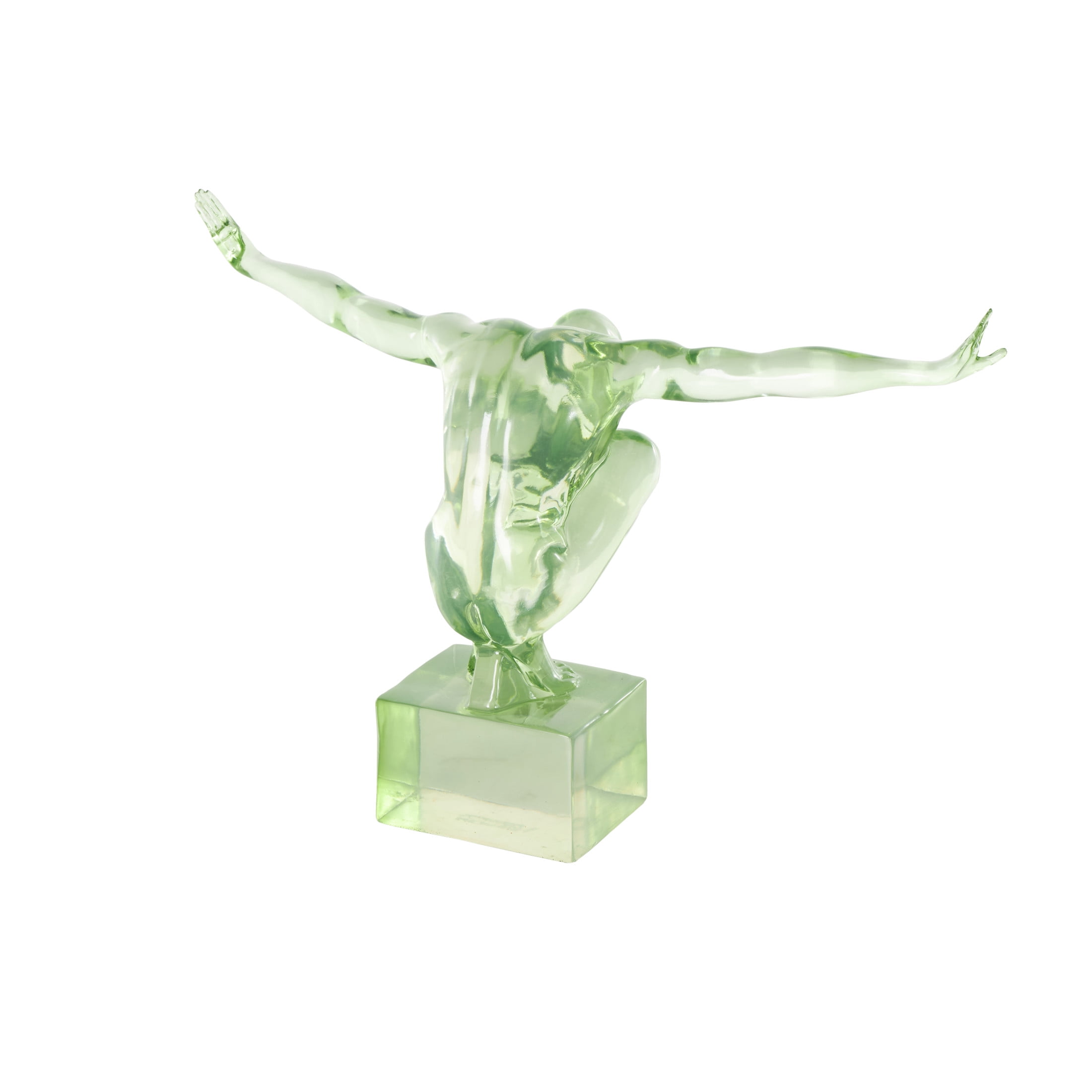19" x 13" Green Resin Tinted Posing People Sculpture, by DecMode
