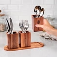 thumbnail image 4 of Ngardk Silverware Organizer, Acacia Utensil Holder, Utensil Organizer with Tray, Silverware Caddy, 13.0"X4.5"X4.5", Pack of 1, Natural Wood, 4 of 7
