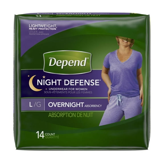 Depend Night Defense Underwear for Women, Large - Case of 28