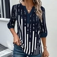 thumbnail image 2 of Fesfesfes Women Tops Ladies Casual Summer New Dual-patch Collision Color Elbow Length Sleeve Shirt Women Tops Short-sleeved V-neck Tops / Shirts Gym Tops XL(US:10), 2 of 6