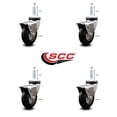 thumbnail image 2 of 3 Inch Hooded Neoprene Rubber 3/8 Inch Threaded Stem Casters with Brakes Set 4, 2 of 2