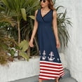 thumbnail image 3 of Nautical red white stripes and red anchor on blue background Sleeveless Dress dresses summer woman Aesthetic clothing, 3 of 6