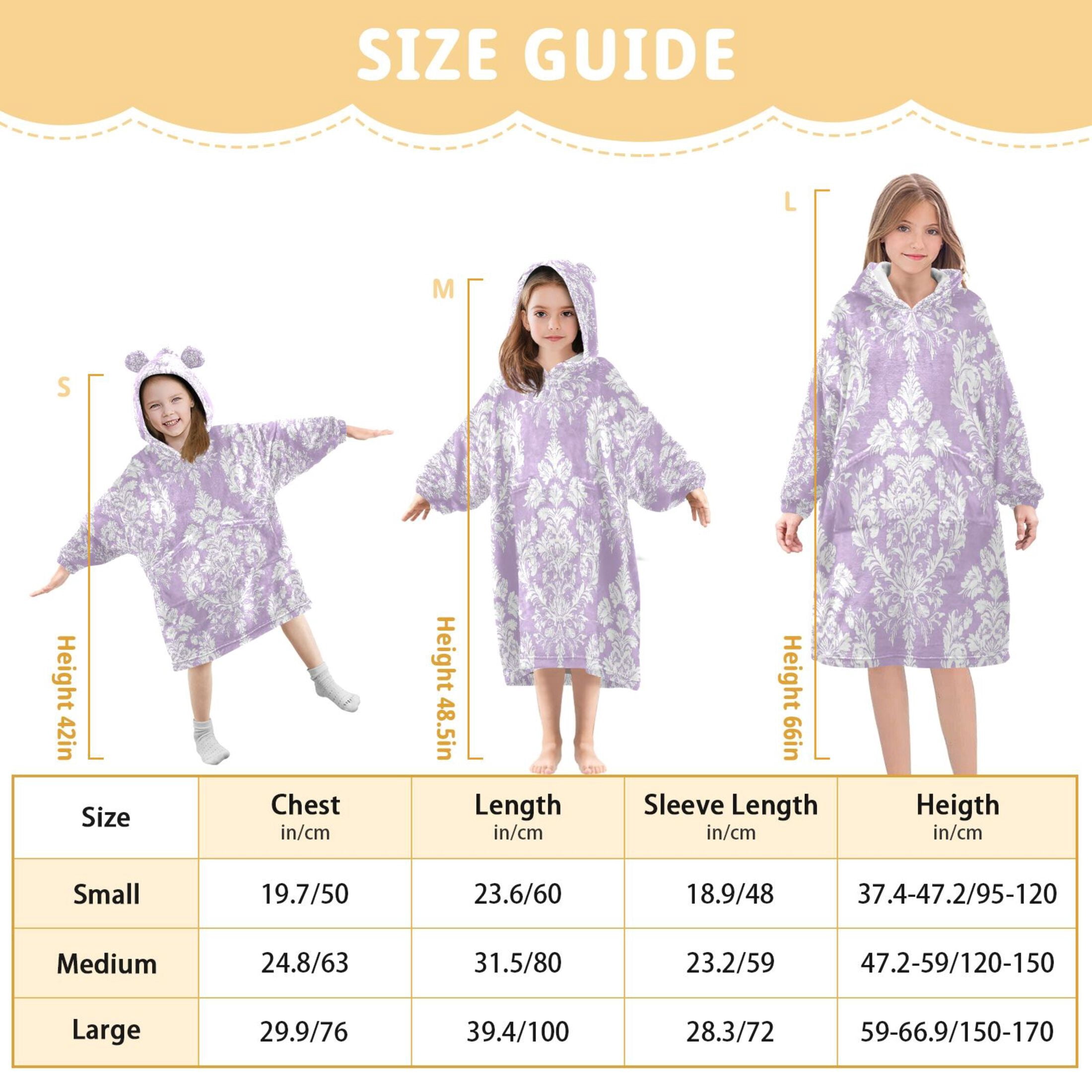 YAZAOO Kids Wearable Blanket Hoodie Warm and Cozy Elegance in Lavender Flannel Sweatshirt