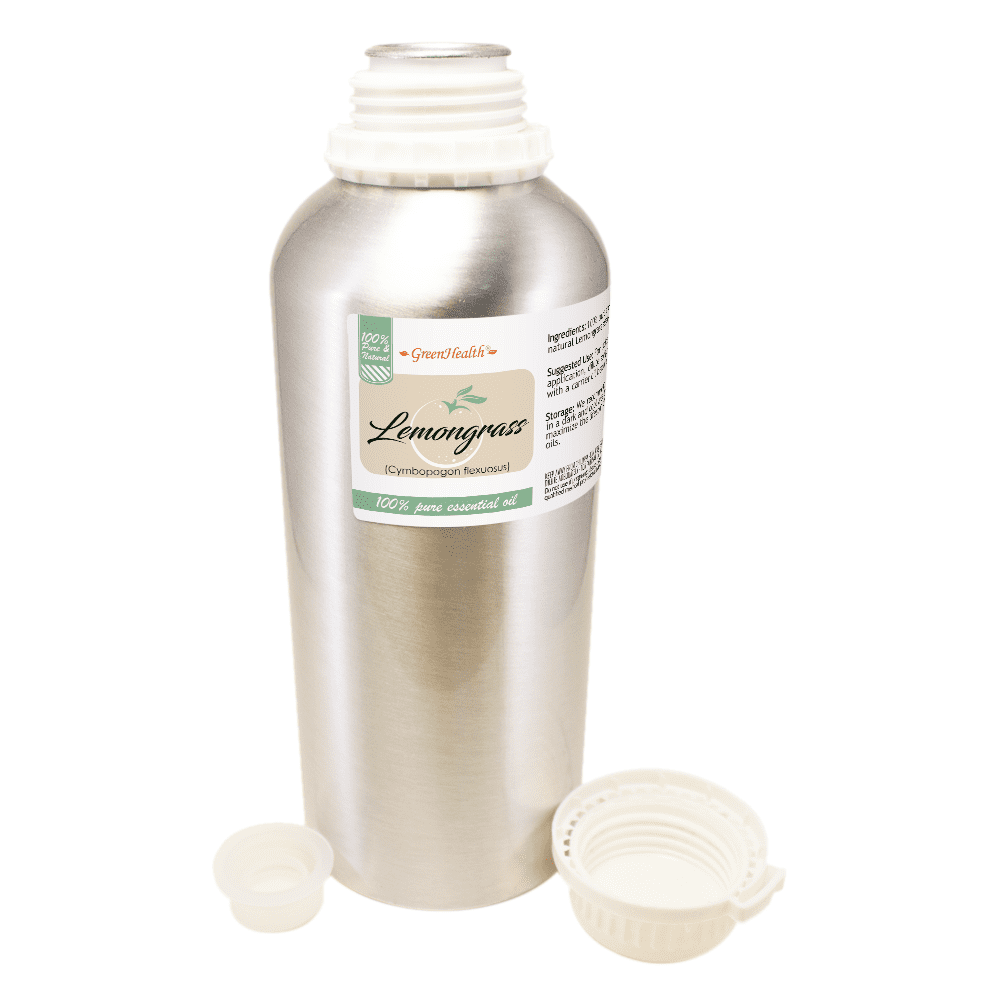 GreenHealth 100% Pure Lemongrass Essential Oil 32 fl oz (946 ml) Aluminum Bottle with Plug Cap