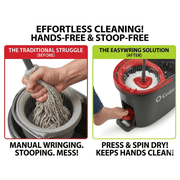O-Cedar EasyWring Spin Mop & Bucket System with 3 Refills, Hands-Free Wringing, Microfiber Mop Head
