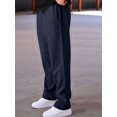thumbnail image 6 of Men's Drawstring Waist Seamed Straight Leg Casual Pants Navy Blue L, 6 of 10
