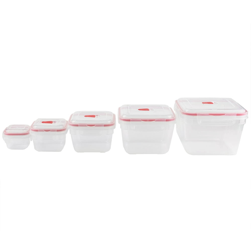 10 Piece Locking Square Plastic Food Storage Containers with Ventilated