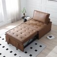 thumbnail image 3 of Aukfa 78" Chaise Futon Oversized Pull Out Sleeper Chair Bed for Home Office, Leather, Brown, 3 of 12