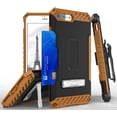 thumbnail image 1 of BLACK/BROWN TRI-SHIELD RUGGED CASE with KICKSTAND and CREDIT CARD WALLET SLOT + BELT CLIP HOLSTER + LANYARD STRAP FOR APPLE iPHONE 7/8 PLUS +, 1 of 6