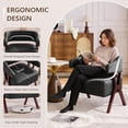 thumbnail image 5 of LAZZO Mid-Century Modern Accent Chair, Solid Wood Frame Leather Armchair for Living Room & Bedroom, Black, 5 of 9