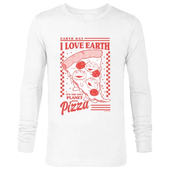 Disney and Pixar’s Toy Story Aliens I Love Earth Day Pizza - Long Sleeve T-Shirt for Men - Customized-White