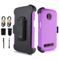thumbnail image 1 of VALUE PACK + For Motorola Moto Z3/Z3 Play Holster Hybrid Layers Shock Resistant Design Protective Phone Case with Built-in Screen Protector and Kickstand (Purple), 1 of 4