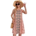 thumbnail image 3 of Vestido de verano sin mangas con estampado floral bohemio elescat, talla XL, rosa, 3 of 6