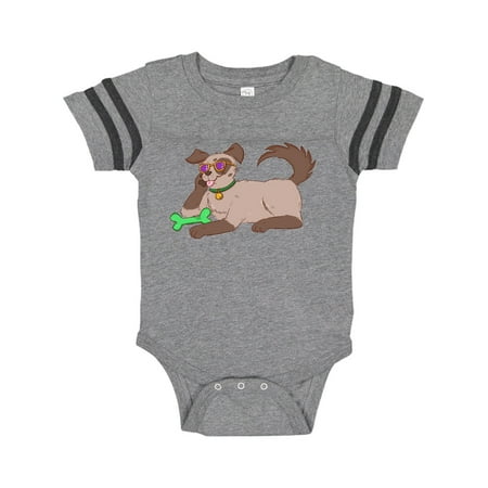 

Inktastic Summer Dog in Glasses with Green Bone Gift Baby Boy or Baby Girl Bodysuit