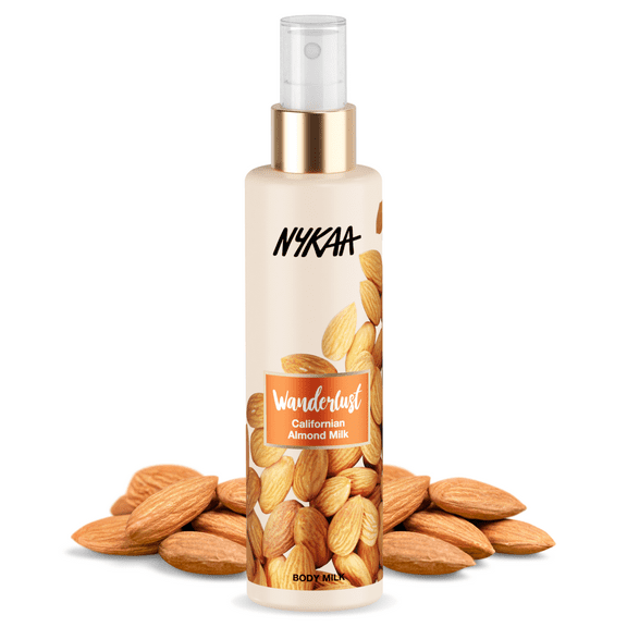 Nykaa Naturals Wanderlust Body Milk, Californian Almond Milk, 6.76 oz - Body Lotion for Women with Green Tea Extracts, Almond Oil - Body Moisturizer