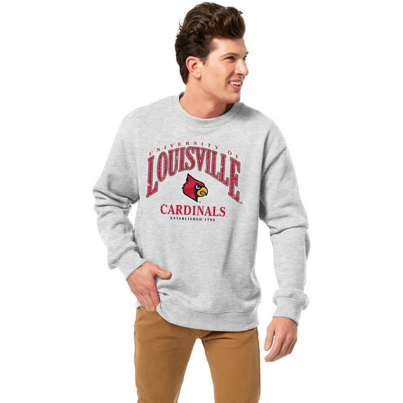 Men's-League Collegiate Wear  Heather Gray Louisville Cardinals Essentials 2.0 Pullover Sweatshirt