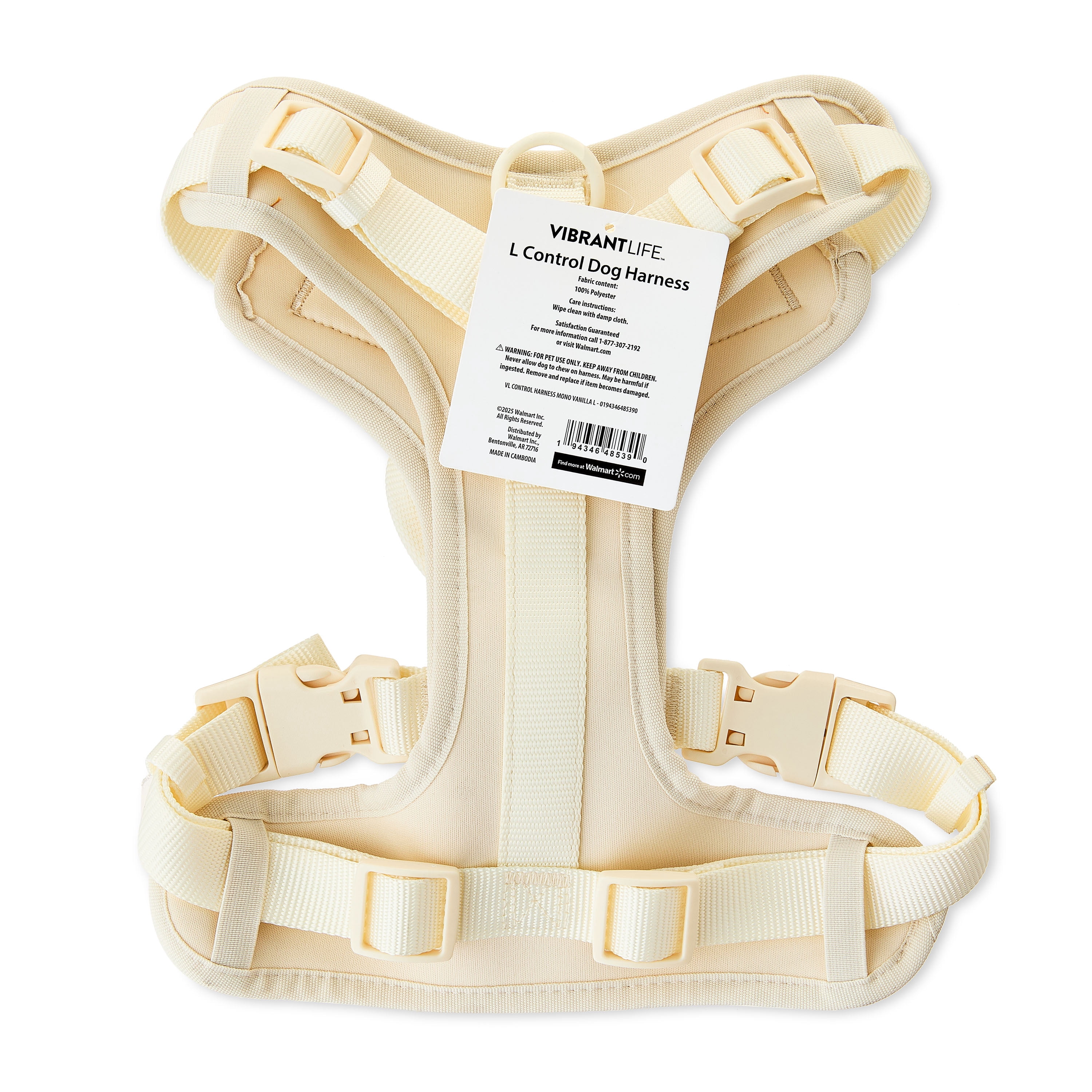 Vibrant Life Neoprene Comfort Control Monochrome Dog Harness, Vanilla Cream, L