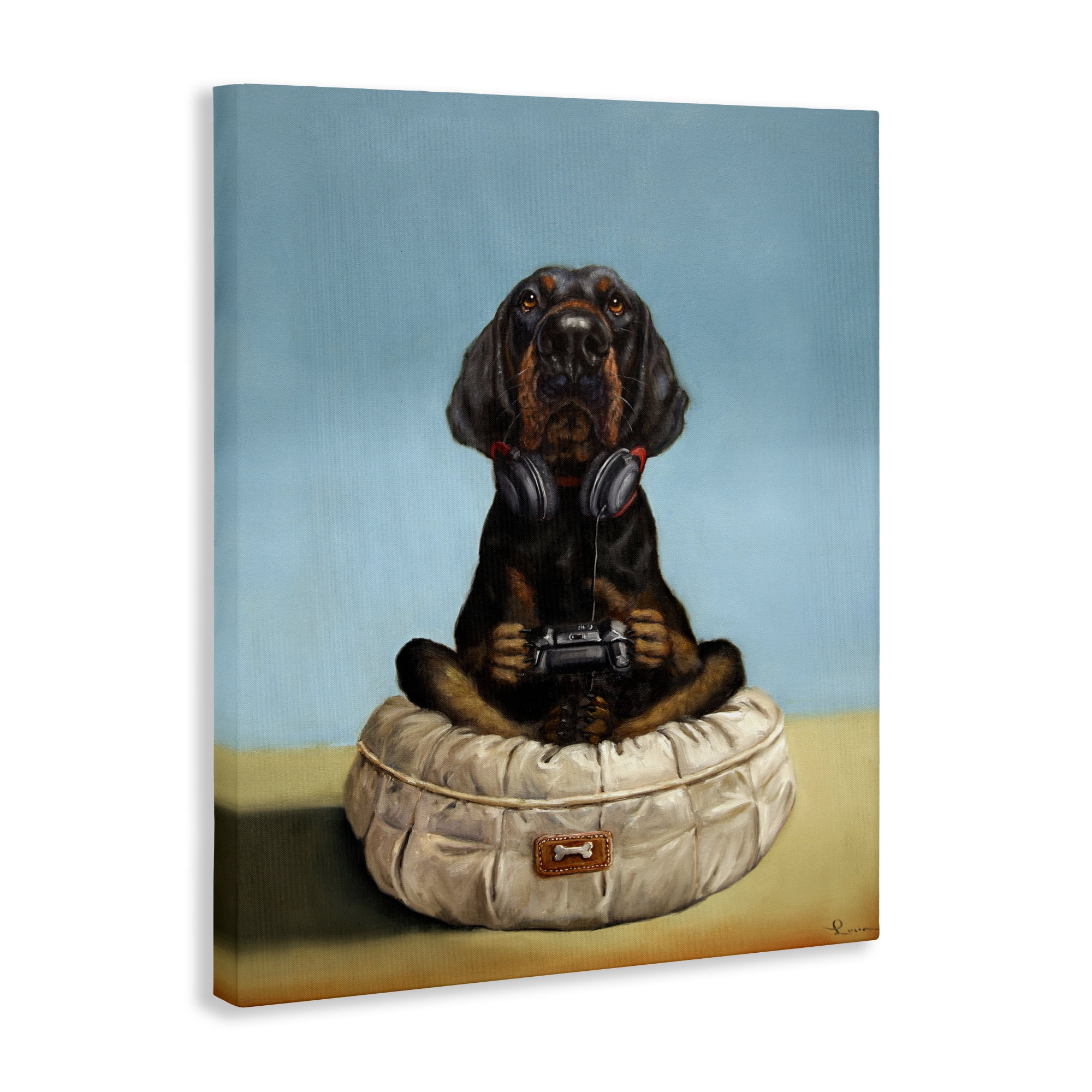 Stupell Industries Game Boy Playing Dog Canvas Wall Art, design by Lucia Heffernan