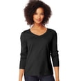 thumbnail image 1 of Hanes Womens Long-Sleeve V-Neck T-Shirt, M, Ebony, 1 of 9
