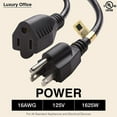 thumbnail image 6 of Luxury Office Power Cord 1 Foot Extension Cord for Indoor and Outdoor Outlets Pack of 3, 6 of 7