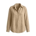 thumbnail image 4 of Purcolt Women's Linen Button Shirt Long Sleeve Loose Blouse with Pocket for Summer Travel Beach Work Outfits Solid Work Business Casual Tops, 4 of 6
