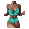 thumbnail image 2 of BONIXOOM Plus Size Swimsuit For Women Underwire Elastic Printed Two-Piece Sets High Cut Summer Swimwears on Clearance Green Size 4, 2 of 8