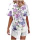 thumbnail image 4 of Puntoco moda mujer Casual estampado manga corta botones tops ropa de dormir pantalones cortos conjuntos de ropa de dormir liquidación Puntoco Puntoco-399, 4 of 5