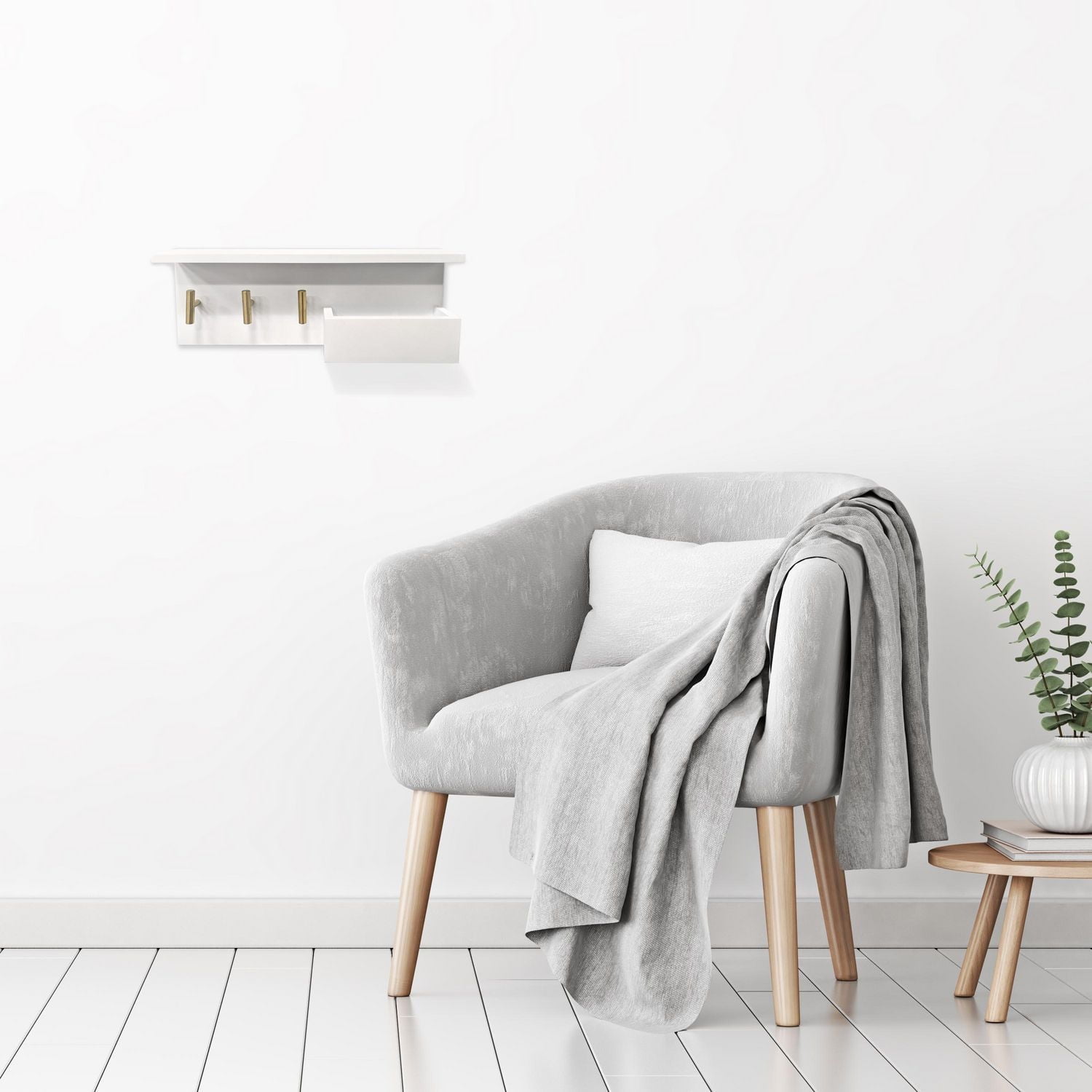 Hometrends 16" White Shelf Wall Organizer