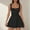 Black, variant on HOMBOM Fit Flare Dresses for Women 2025 New Arrivals Mini Black Pleated Layered Look Solid Square Neckline Tiered Hem Dresses Women