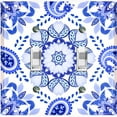 thumbnail image 1 of Metal Light Switch Plate Cover Mandala Blue White Paisley Flower Tile Pattern MDL090, 1 of 13