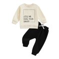 thumbnail image 4 of Xudanell Toddler Boy Clothes Letter Printed Baby Sweatshirt and Pants Set Newborn Birthday Outfit, 4 of 4