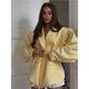 thumbnail image 4 of Chaqueta de Traje de Mujer de Larga con Solapa, Estilo -Otoño, con Cinturón en la Cintura y Hombreras. Amarillo M, 4 of 9
