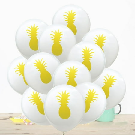 WHAMVOX 12pcs 12inch Pineapple Printing Balloon Decoration Latex Balloon Party Supplies for Wedding Birthday Hawaii Luau Party Summer Party Holiday