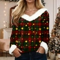 thumbnail image 2 of larppty Christmas Party Tops for Women with V Neck Santa Printed 2025 Fur Trim Long Sleeve Trendy Xmas Blouse (Black, S), 2 of 8